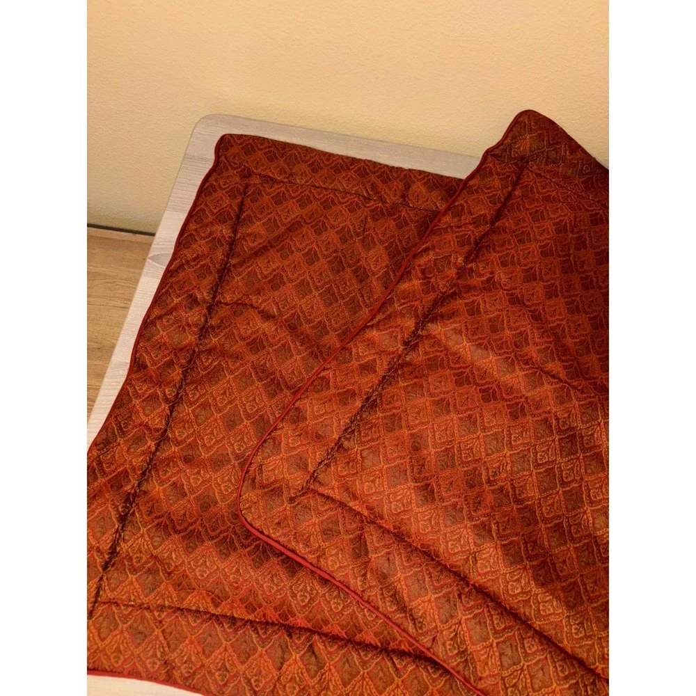 CROSCILL HOME Pillow Covers Shams Set of 2‎ Red Gold Jacquard Designer Old Money